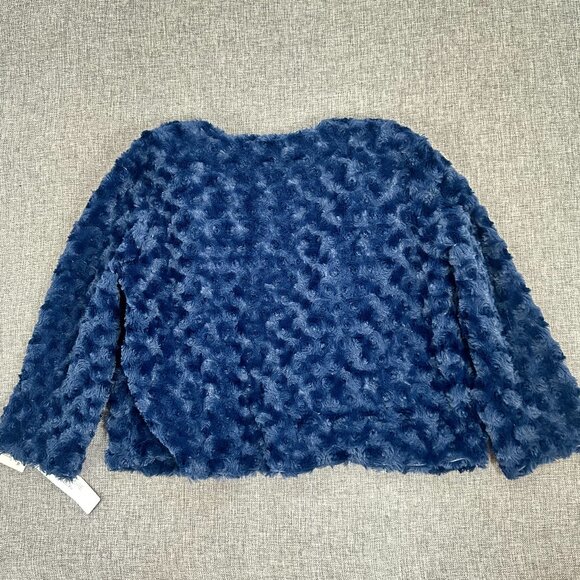 NEW! Robbi Bee Open Cardigan‎ Top Navy Soft Plush PS Polyester Half Sleeves $49 - Picture 12 of 13